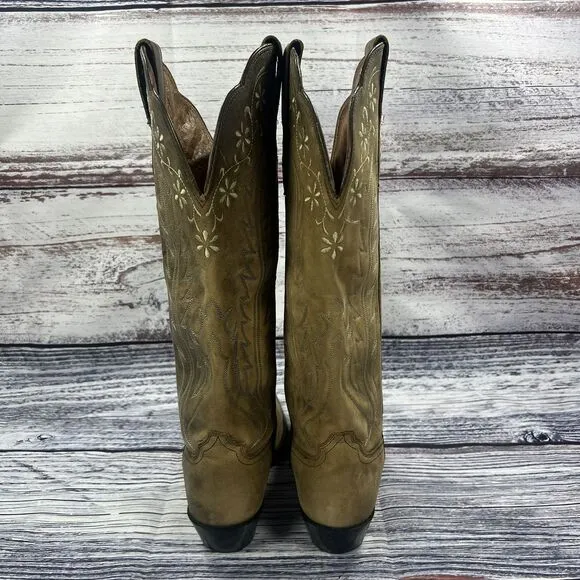 Ariat Floral Brown Leather 14029 Western Cowgirl Boots, Women’s Size 6.5