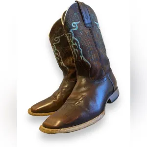ARIAT MESTENO Rusty Rough brown boots Sz 5.5 Women's 8 Square toe embroidered