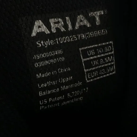 Ariat Metal Mounts Carbide H2O Side Zip Waterproof Motorcycle‎ Boots Men's 10.5D