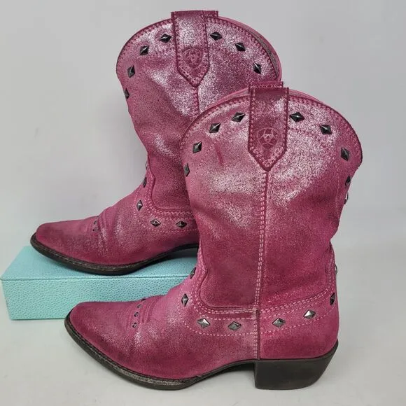 Ariat Nashville Pink Shimmer Boots Girls 13 EU 30.5 10012798 Studded Cowgirl/boy