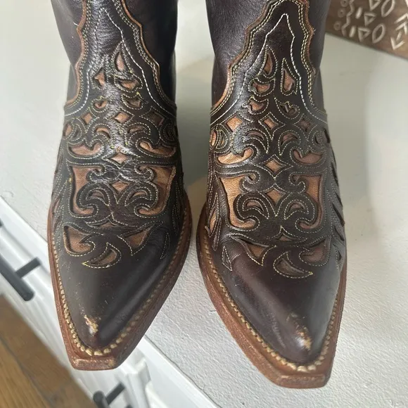Ariat Presidio Brown Inlay Detail Western Cowboy Boots Women's - Size 8.5B