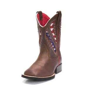 Ariat QuickDraw VentTek Western Cowboy Boots with Red and Blue Accents-Size 4.5
