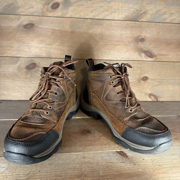 ariat terrain mens size 9 shoes brown leather wateproof hiking boots