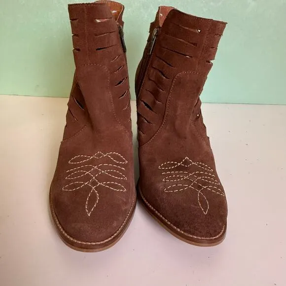 Ariat Unbridled Adriana Western Bootie Whiskey Suede Cowgirl Boots Size 8 Cowboy
