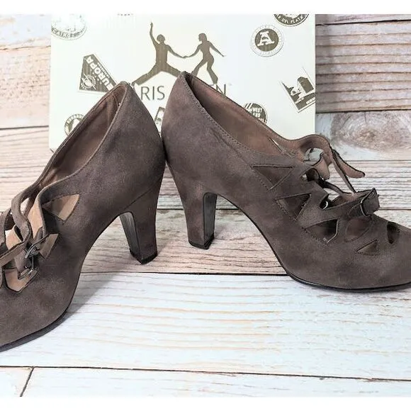 Aris Allen 1940s Criss-Cross‎ 3 Buckle Burlesque Pump Size 10
