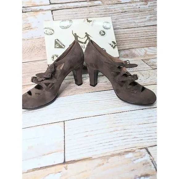 Aris Allen 1940s Criss-Cross‎ 3 Buckle Burlesque Pump Size 10