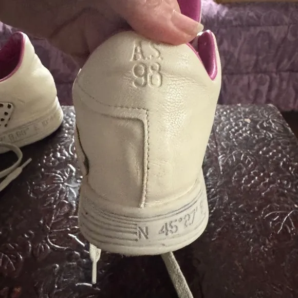 A.S. 98 Adria Milk &amp; Fuchsia Sz 38  Stylish White and Pink Women's Sneakers