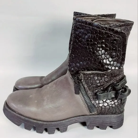A.S. 98 Women Ankle Boots Size 39 EU Zipper Buckle Motorcycle Western Combat