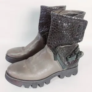 A.S. 98 Women Ankle Boots Size 39 EU Zipper Buckle Motorcycle Western Combat