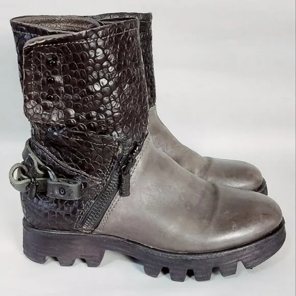 A.S. 98 Women Ankle Boots Size 39 EU Zipper Buckle Motorcycle Western Combat