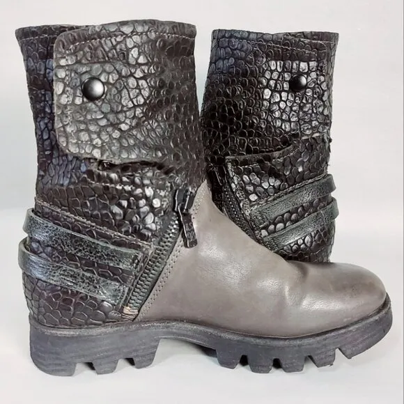 A.S. 98 Women Ankle Boots Size 39 EU Zipper Buckle Motorcycle Western Combat