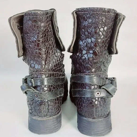 A.S. 98 Women Ankle Boots Size 39 EU Zipper Buckle Motorcycle Western Combat