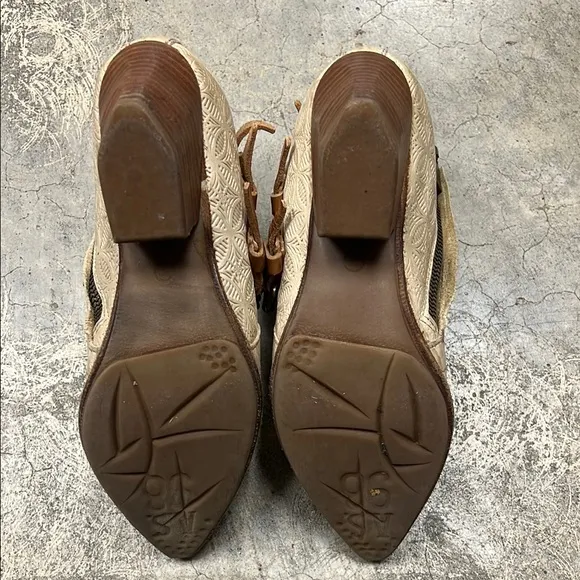 A.S.98 Cream and Brown Ankle Boots with Straps