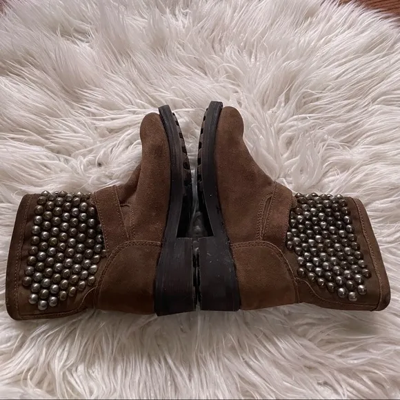 Ash‎ brown suede studded motorcycle boots size 36