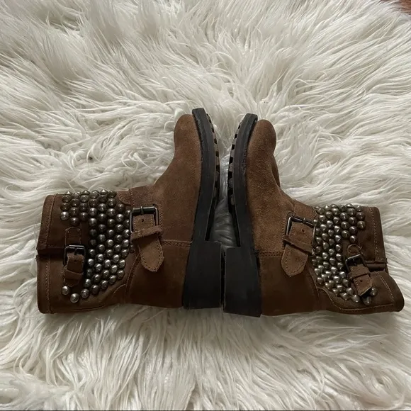 Ash‎ brown suede studded motorcycle boots size 36