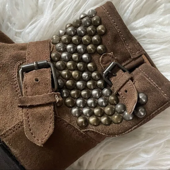 Ash‎ brown suede studded motorcycle boots size 36