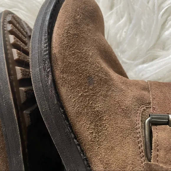 Ash‎ brown suede studded motorcycle boots size 36