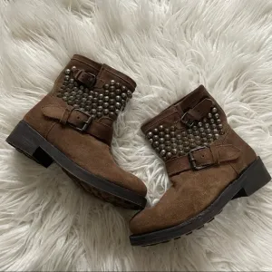 Ash‎ brown suede studded motorcycle boots size 36