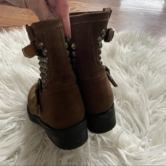 Ash‎ brown suede studded motorcycle boots size 36