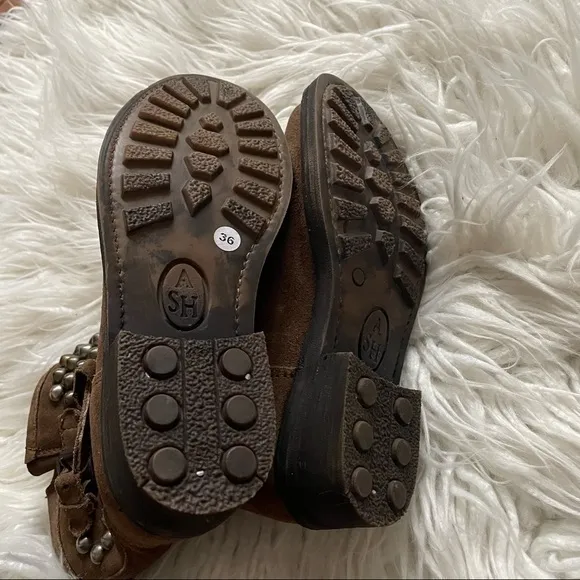 Ash‎ brown suede studded motorcycle boots size 36