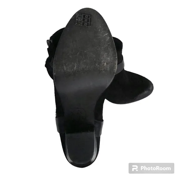 ASH Quartz Harness Black Suede Leather Heeled Ankle Boots Booties Women’s 37