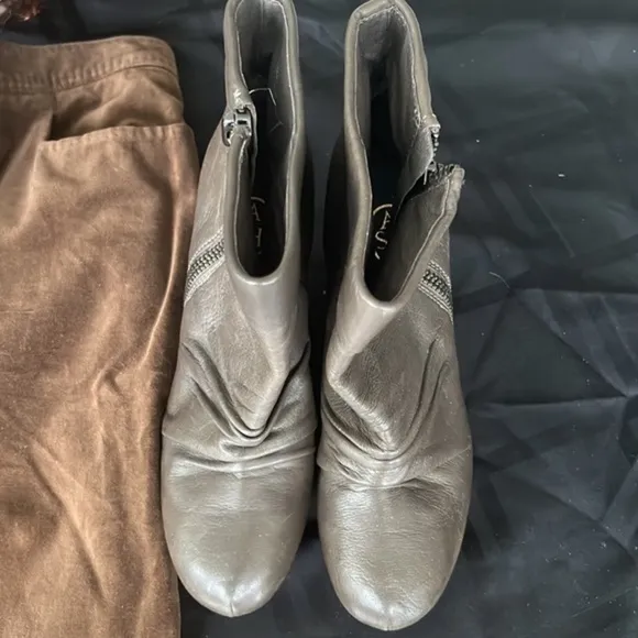 Ash Uma Hidden Platform Wedge Taupe Grey Olive Zipper Ankle Boots