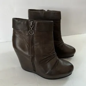 Ash Uma Hidden Platform Wedge Taupe Grey Olive Zipper Ankle Boots