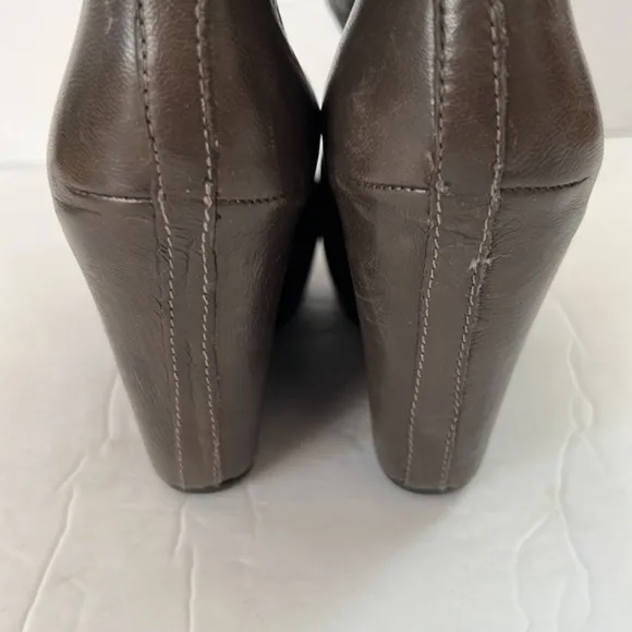 Ash Uma Hidden Platform Wedge Taupe Grey Olive Zipper Ankle Boots