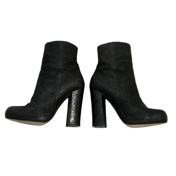 ASH Women's Black Leather SnakeSkin Embossed Bootie Ankle Boots Size 6.5