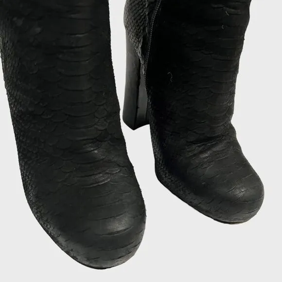 ASH Women's Black Leather SnakeSkin Embossed Bootie Ankle Boots Size 6.5