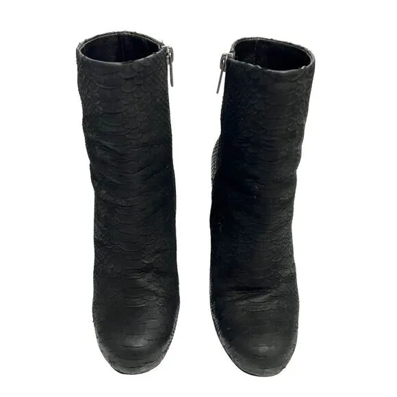 ASH Women's Black Leather SnakeSkin Embossed Bootie Ankle Boots Size 6.5