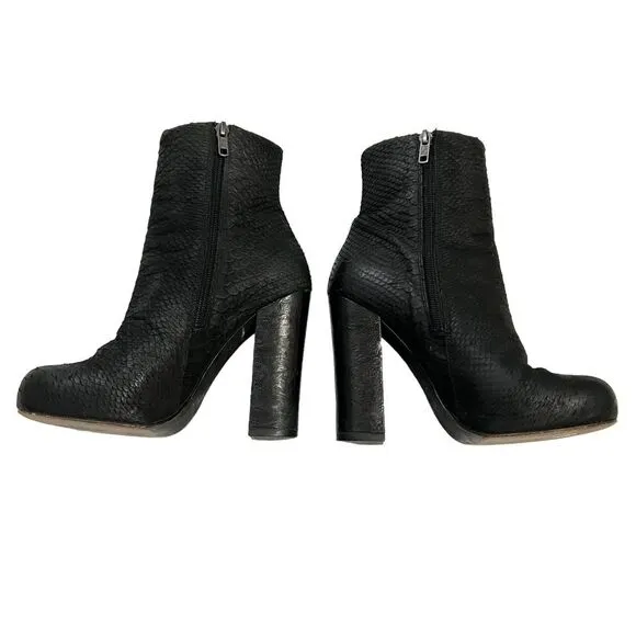ASH Women's Black Leather SnakeSkin Embossed Bootie Ankle Boots Size 6.5