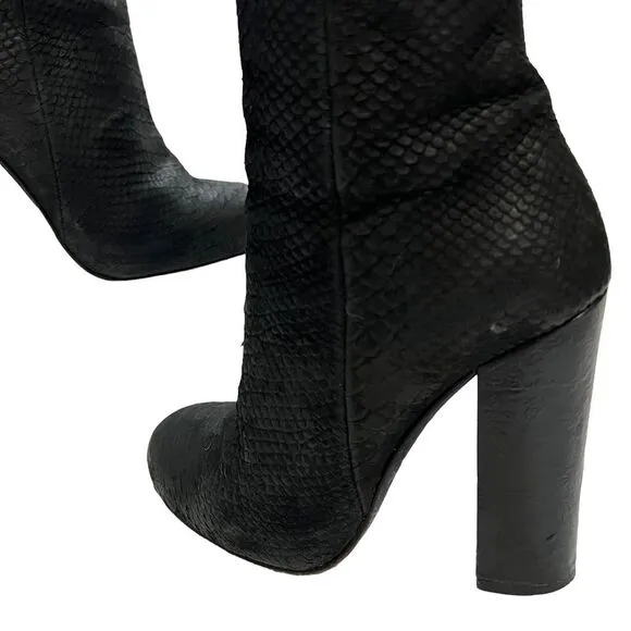 ASH Women's Black Leather SnakeSkin Embossed Bootie Ankle Boots Size 6.5
