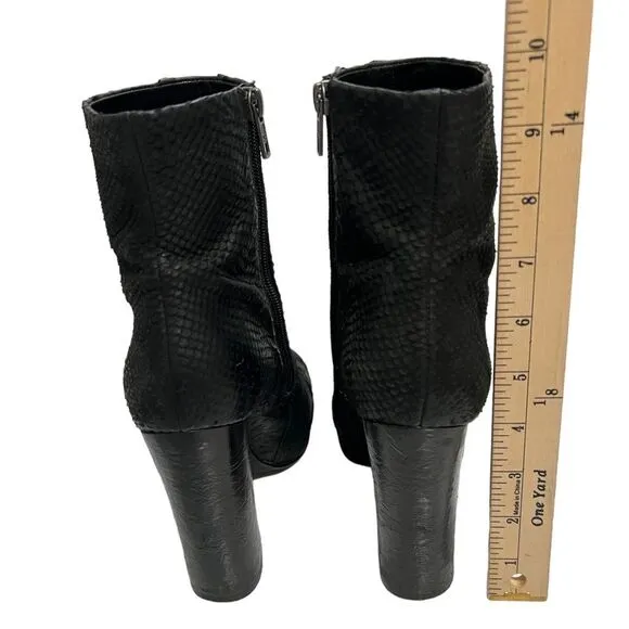 ASH Women's Black Leather SnakeSkin Embossed Bootie Ankle Boots Size 6.5