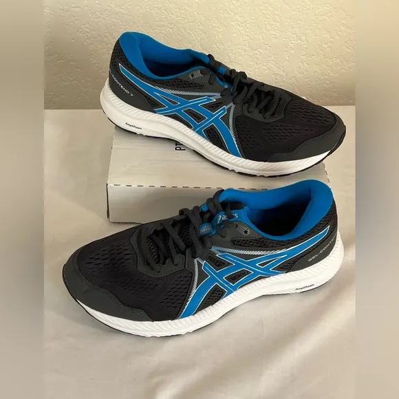 ASICS GEL CONTEND 7 Men’s Size 9 SALES SAMPLE 1011B040 Black Blue White NEW