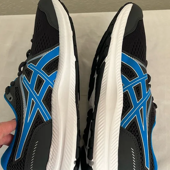 ASICS GEL CONTEND 7 Men’s Size 9 SALES SAMPLE 1011B040 Black Blue White NEW