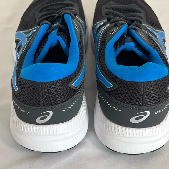 ASICS GEL CONTEND 7 Men’s Size 9 SALES SAMPLE 1011B040 Black Blue White NEW