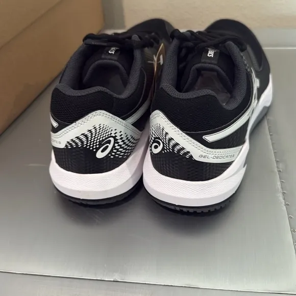 ASICS GEL-DEDICATE Men's Black and White Athletic Shoes tennis shoes size 10 NWT