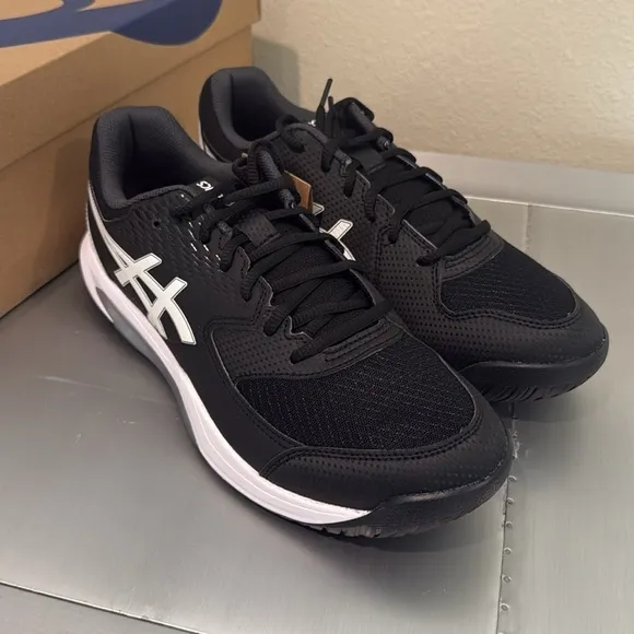 ASICS GEL-DEDICATE Men's Black and White Athletic Shoes tennis shoes size 10 NWT