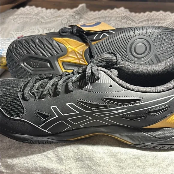 Asics Gel-Rocket 11 Black and Gold Athletic Shoes