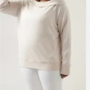 Athleta  Women's Studio Barre Sweatshirt Chantilly Cream  Boatneck SZ XL NWT