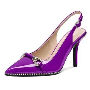 Aumoted Women Beaded Pumps Slingback High Heel Stilettos Pointed Toe Shoes Slip