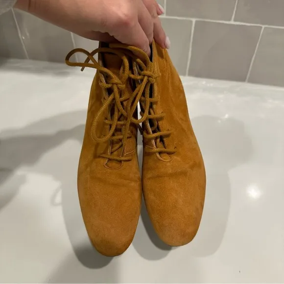 AUPRES Félicie Aurore Suede Lace Up Boots Size 36, 5.5 US Women’s Mustard Color