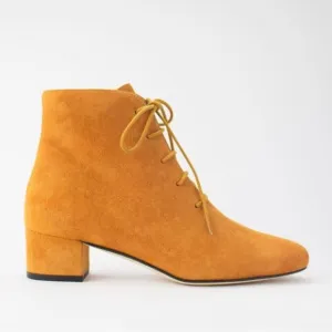 AUPRES Félicie Aurore Suede Lace Up Boots Size 36, 5.5 US Women’s Mustard Color