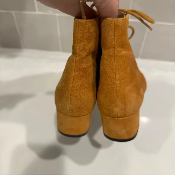 AUPRES Félicie Aurore Suede Lace Up Boots Size 36, 5.5 US Women’s Mustard Color