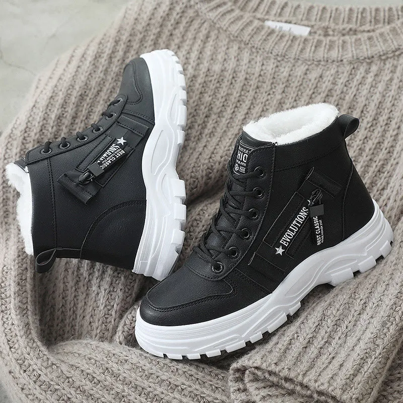 🍂Autumn and winter new styles❄️Women's Waterproof Lace-Up Warm Ankle Boots