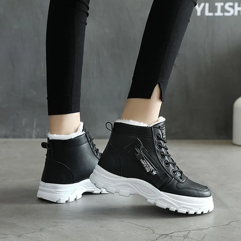 🍂Autumn and winter new styles❄️Women's Waterproof Lace-Up Warm Ankle Boots