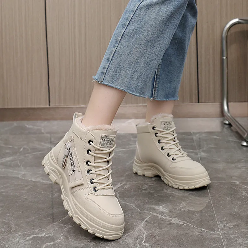 🍂Autumn and winter new styles❄️Women's Waterproof Lace-Up Warm Ankle Boots