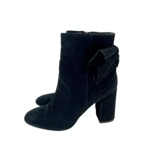 Avec Les Filles Remi Booties Bow Accent Black Suede Leather Ankle Boots 7.5