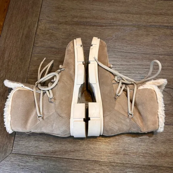 Avellini Portugal Shearling Boots Suede Leather Lace Up Lug Sole Ankle 7.5